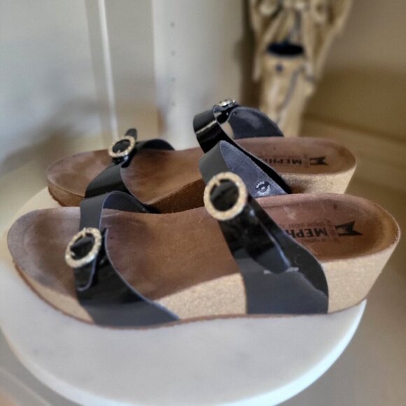 Mephisto Womens Sandals Idelya Casual Slip On Open Back Patent Leather EU 40 - Picture 2 of 8